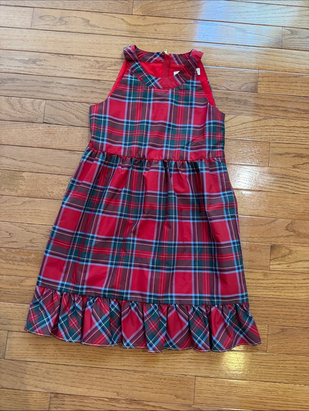 Vineyard Vines Girls Size 7 Red Plaid Tartan Holiday Dress Ruffle Hem